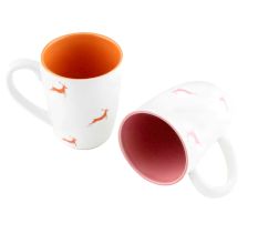 Orange & Pink Running Deer Decorative Handcraft Ceramic Coffee Mug